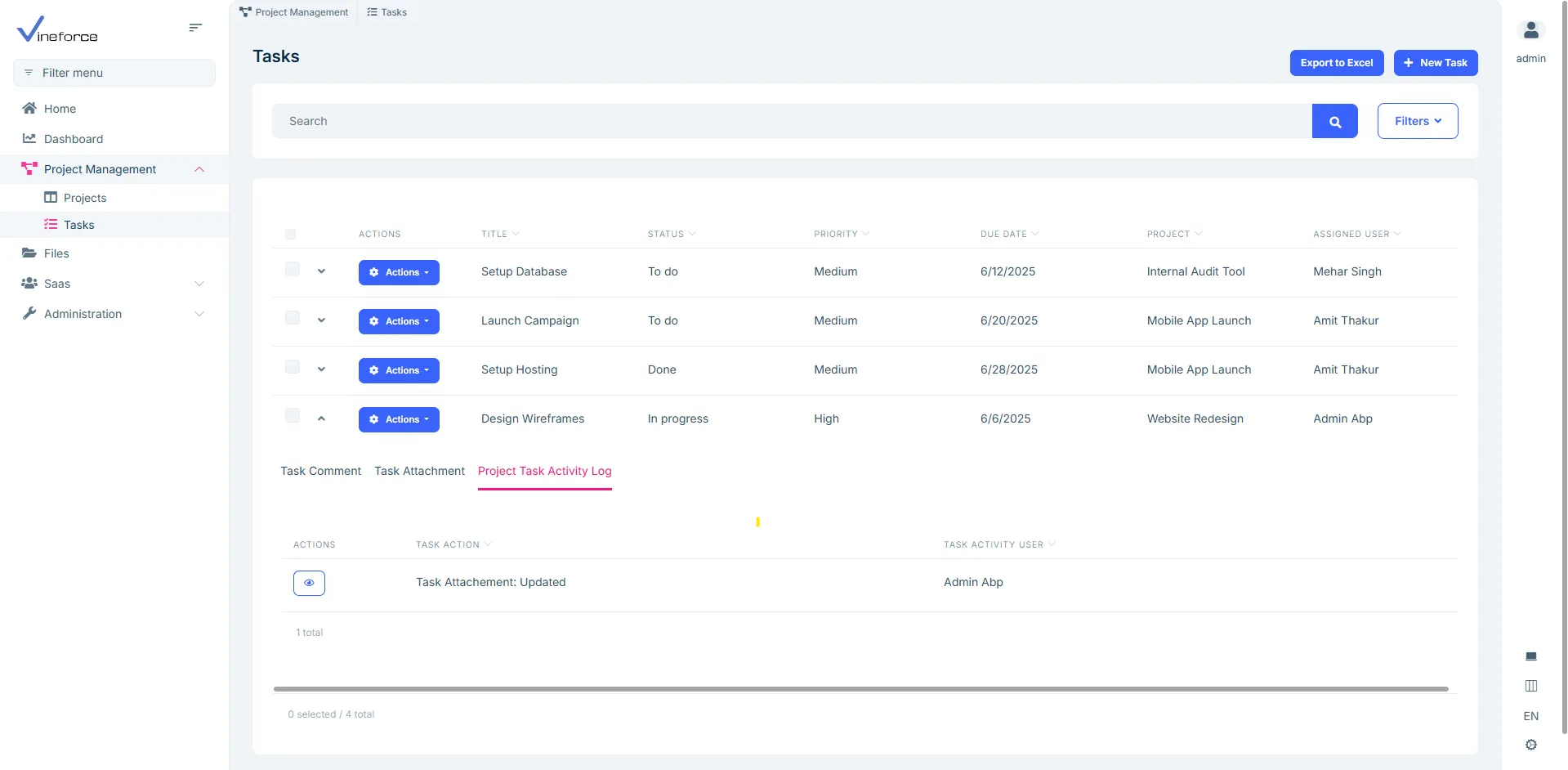 Project Task Activity Log-Vineforce image